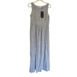 BGL Blue Chambray Sleeveless Linen Blend Maxi Dress Size 6 NEW MSRP 345.00